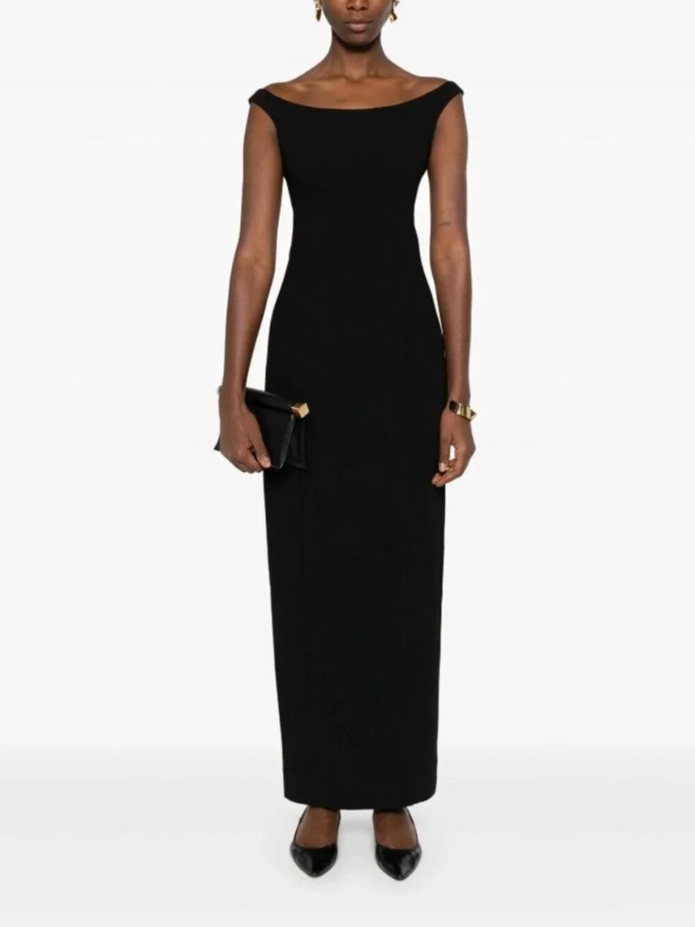 Toteme Curved Off The Shoulder Maxi Dress Black 34 NWT $1200 - Picture 3 of 8